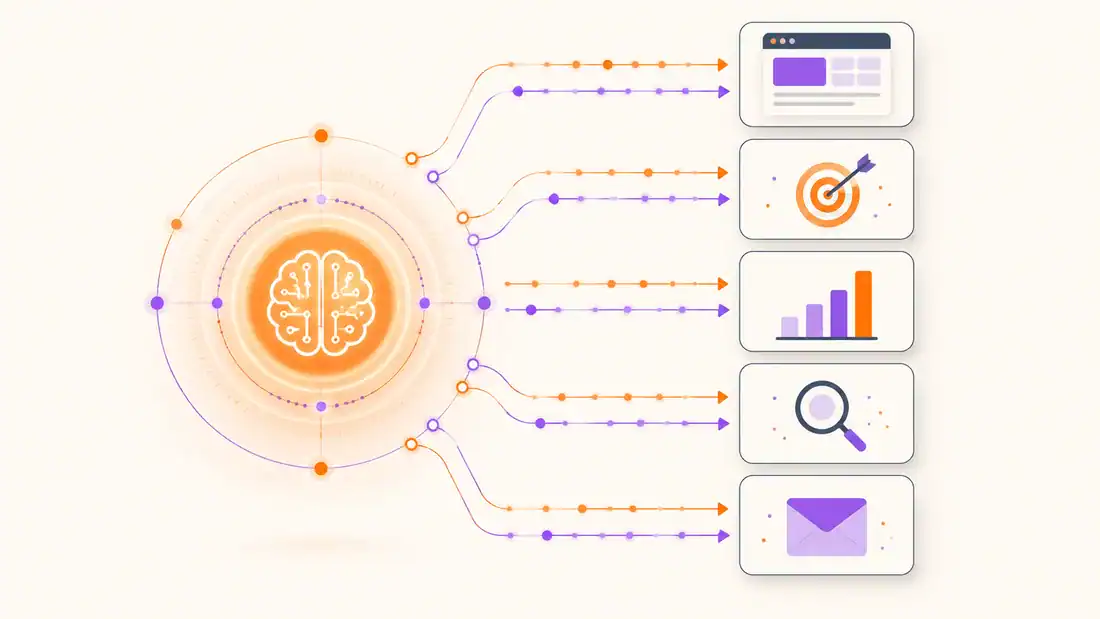 MCP kapcsolat – az AI közvetlenül kommunikál a WordPress, a Google Ads, a Google Analytics, a Search Console és az e-mail rendszerekkel.