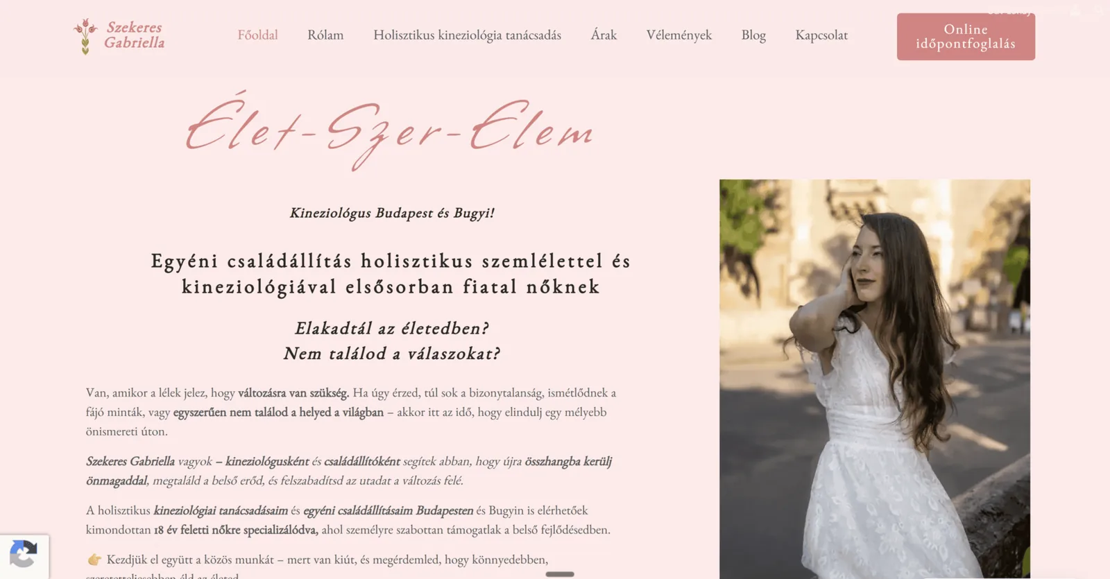 elet-szer-elem.hu weboldal főoldala