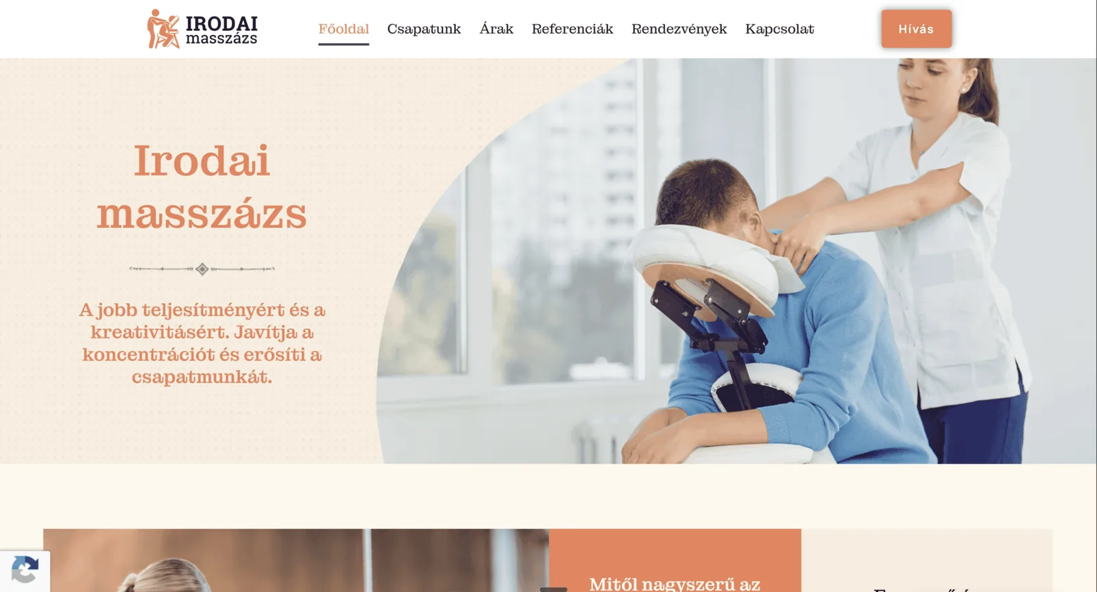 irodai-masszazs.hu weboldal főoldala