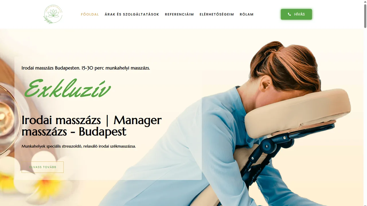 irodamasszazsbudapest.hu weboldal főoldala