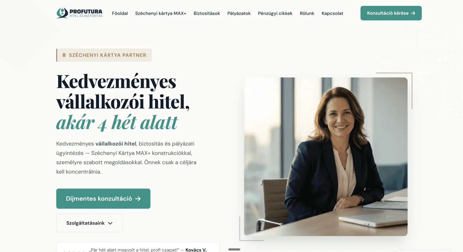 profutura.hu weboldal főoldala