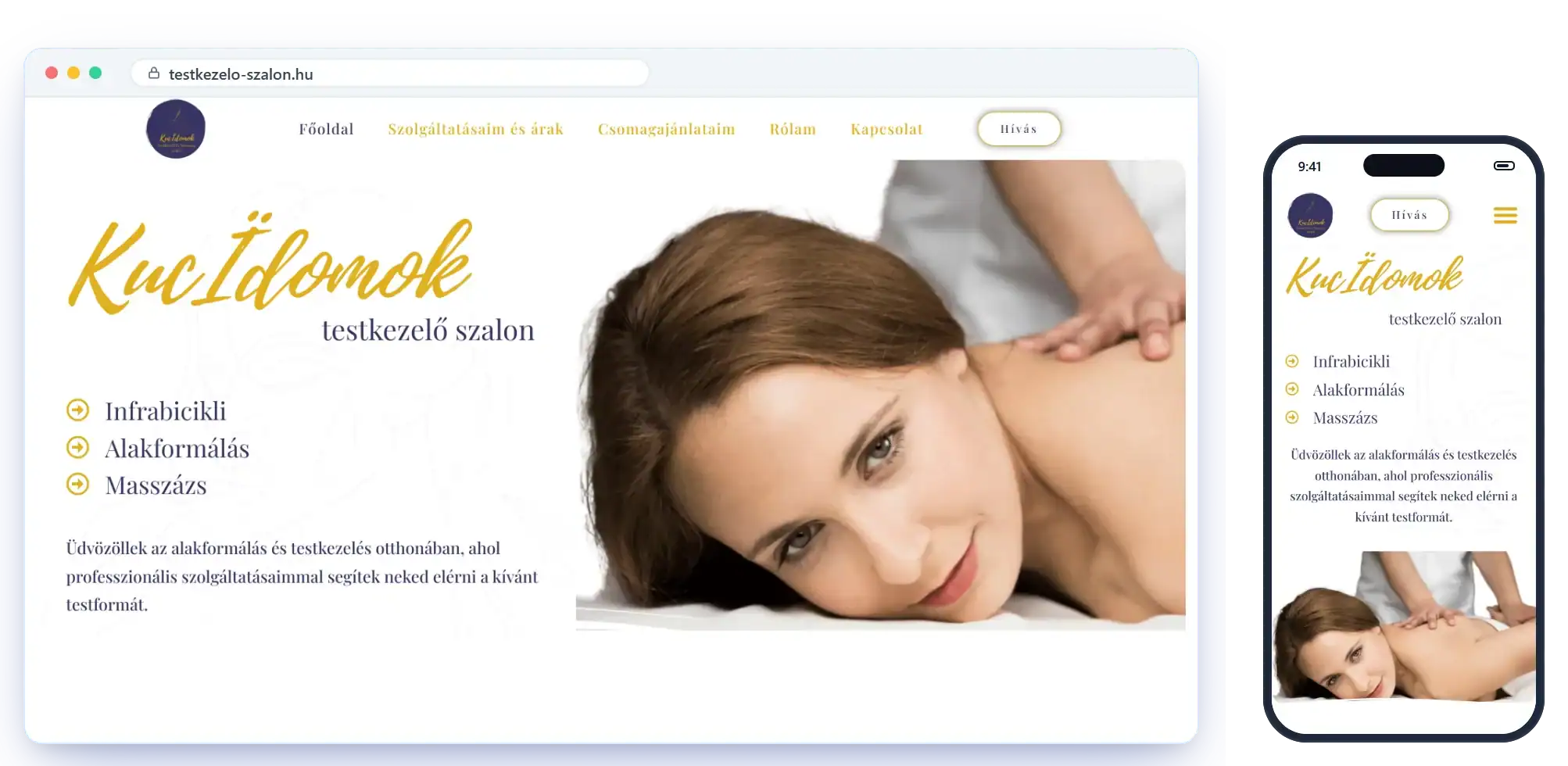 A testkezelo-szalon.hu weboldal asztali és mobil nézetben