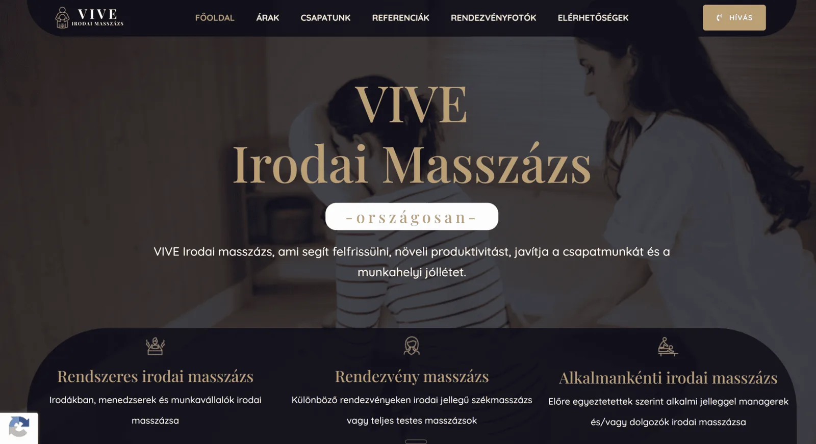 vive-irodai-masszazs.hu weboldal főoldala