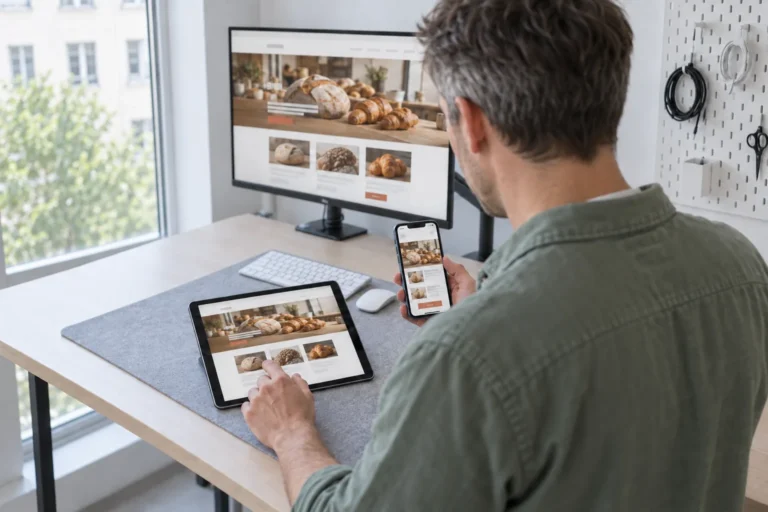 Egy weboldal ellenőrzése telefonon és tableten, a mobilos és a tabletes nézet egymás mellett